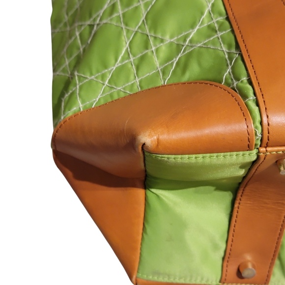 Lilly Pulitzer Quilted Lime Green Canvas Tote Off The Wagon Medium Shoulder Bag - Picture 9 of 10